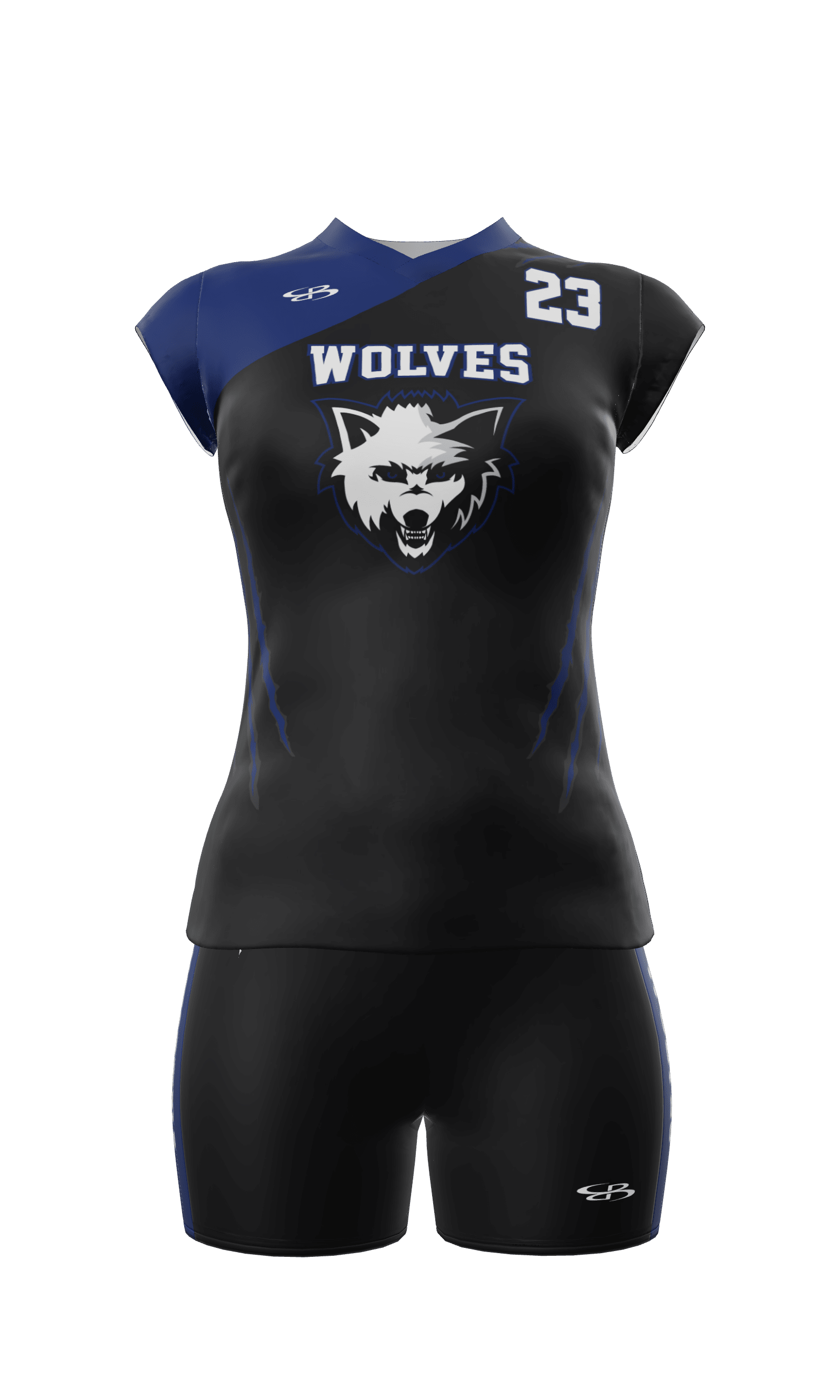 Cap Sleeve Wolves Jersey and Fury 3 Inch Short Front View