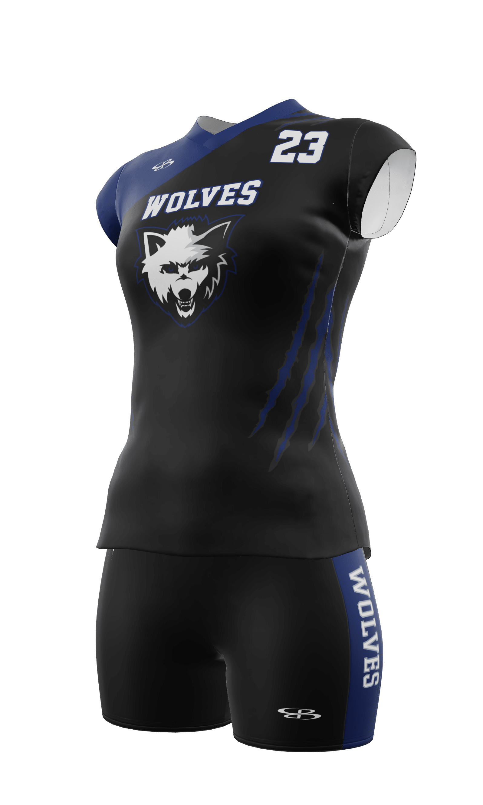 Cap Sleeve Wolves Jersey and Fury 3 Inch Short 3/4 View Left