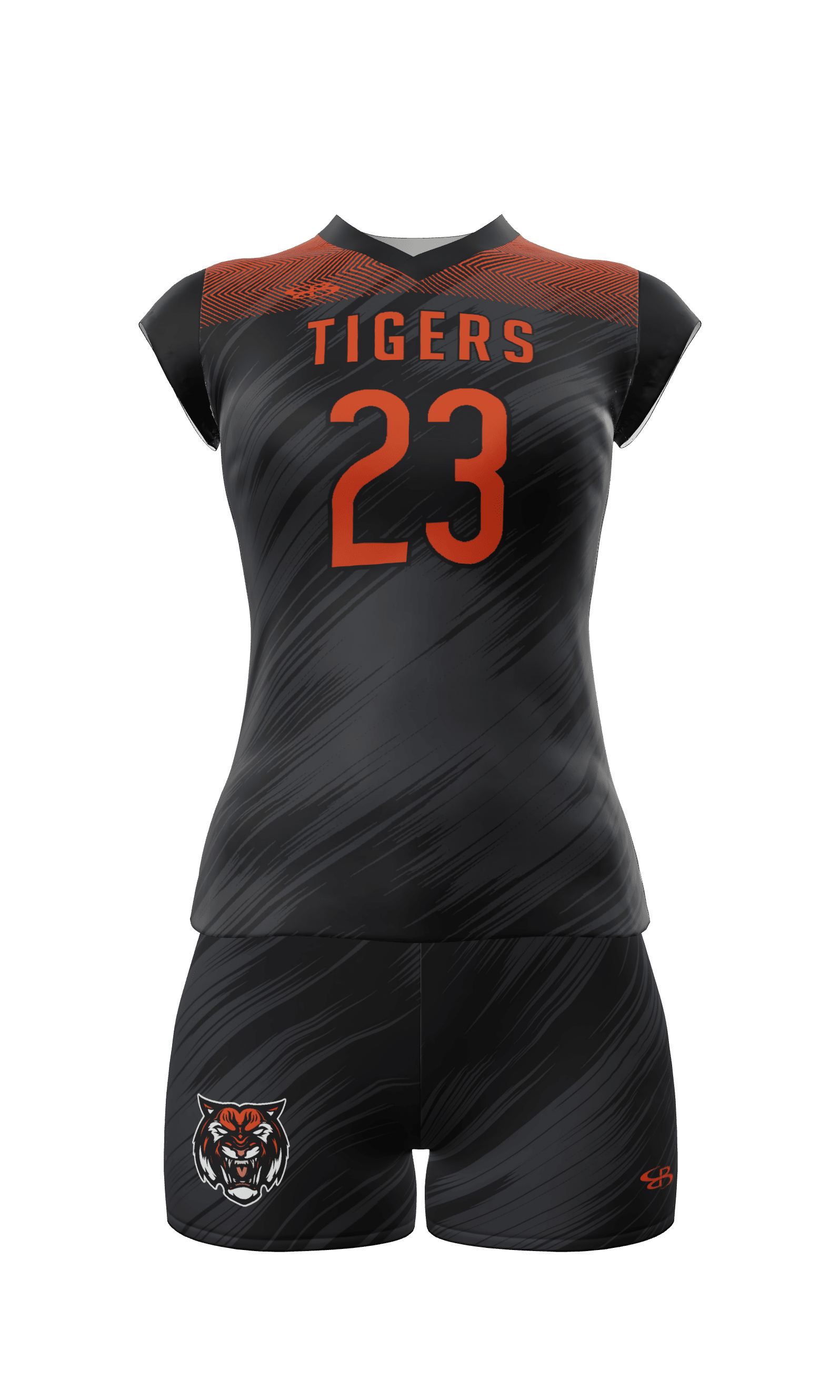 Cap Sleeve Tigers Jersey and Attack 3 Inch Short Front View