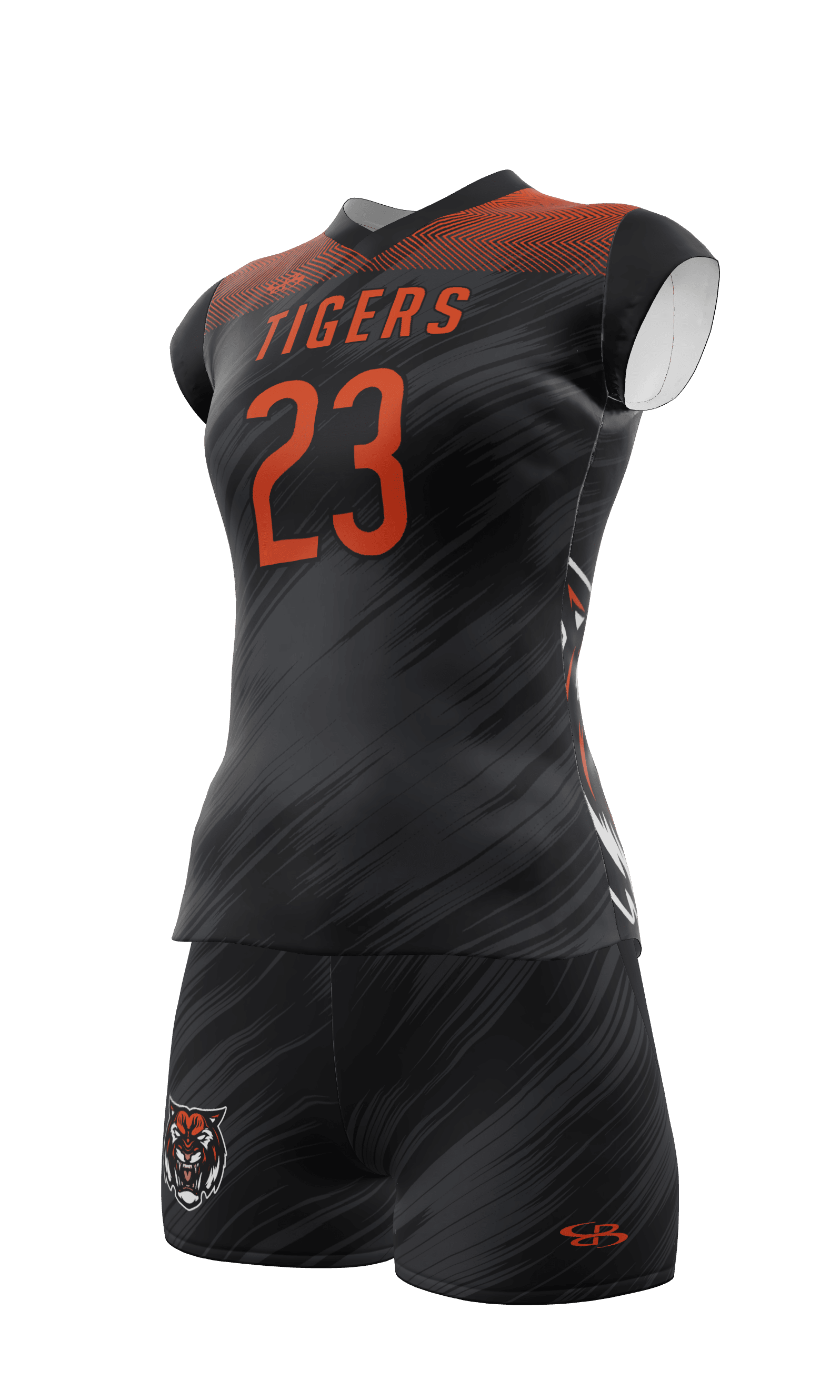 Cap Sleeve Tigers Jersey and Attack 3 Inch Short 3/4 View Left