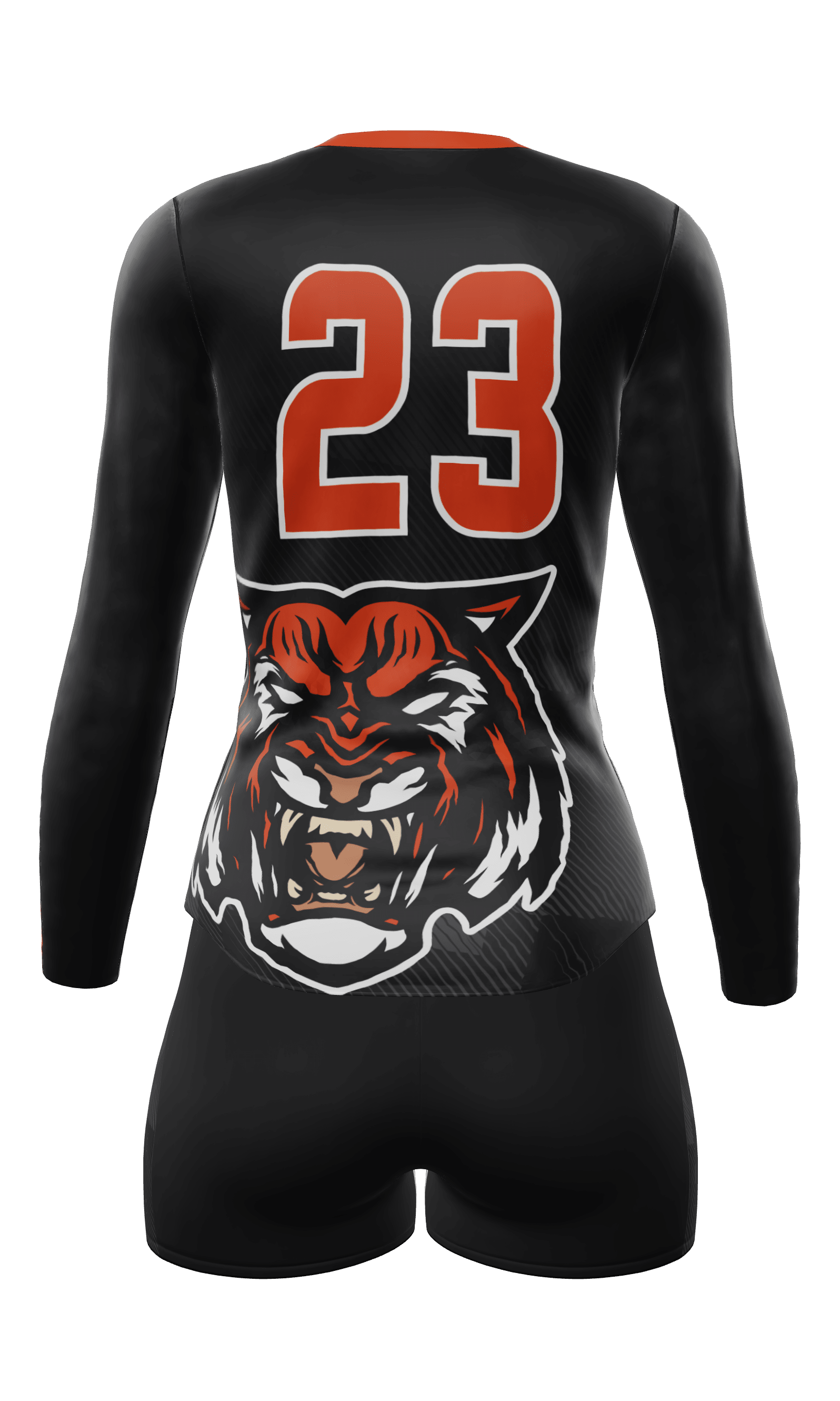Fitted Tigers Long Sleeve Jersey and Attack 4 Inch Shorts Back View