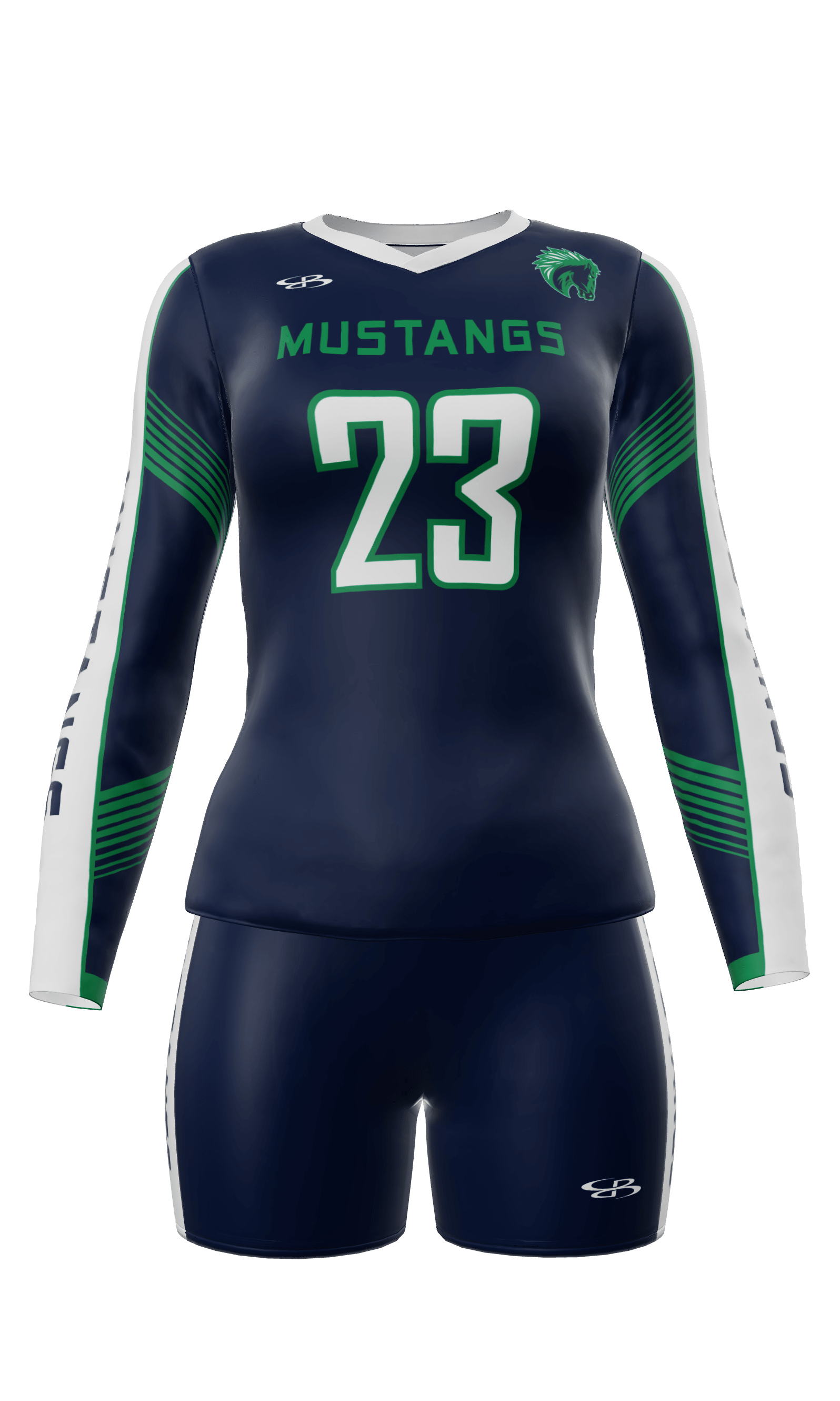 Fitted Mustangs Long Sleeve Jersey and Fury 4 Inch Short Front View