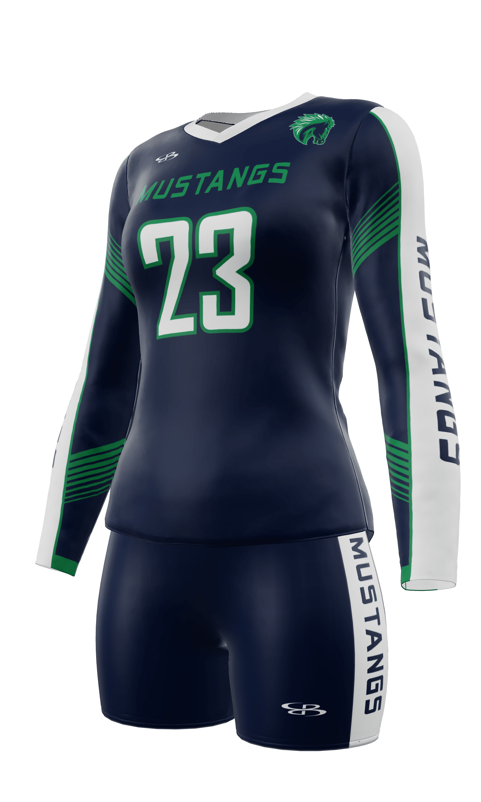 Fitted Mustangs Long Sleeve Jersey and Fury 4 Inch Short 3/4 View Left