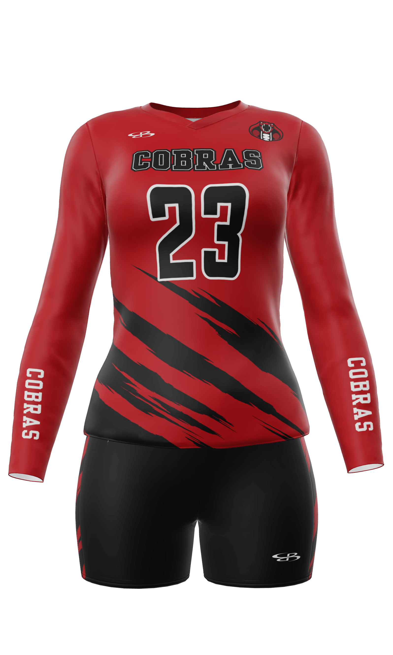 Fitted Cobras Long Sleeve Jersey and Fury 3 Inch Short Front View