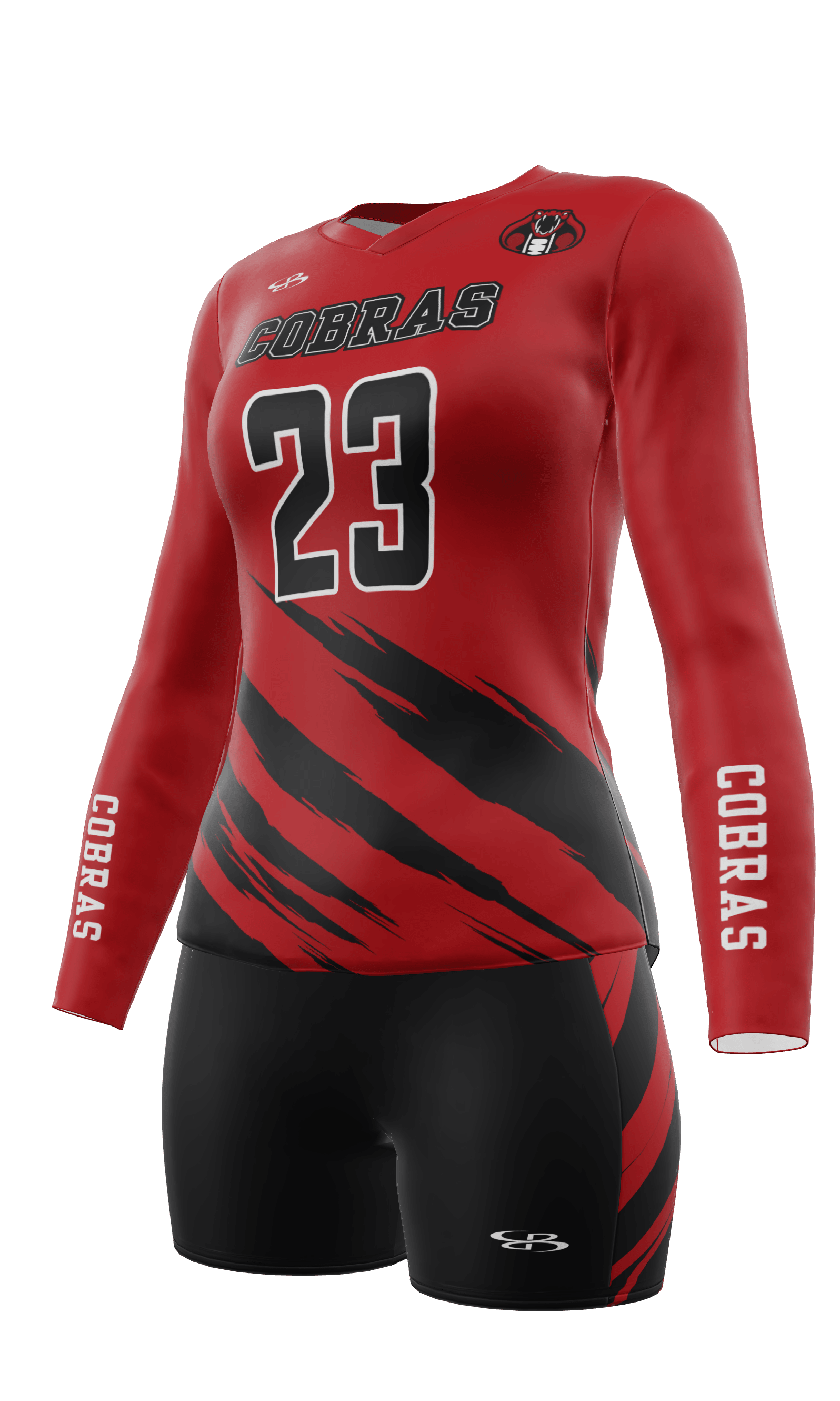 Fitted Cobras Long Sleeve Jersey and Fury 3 Inch Short 3/4 View Left