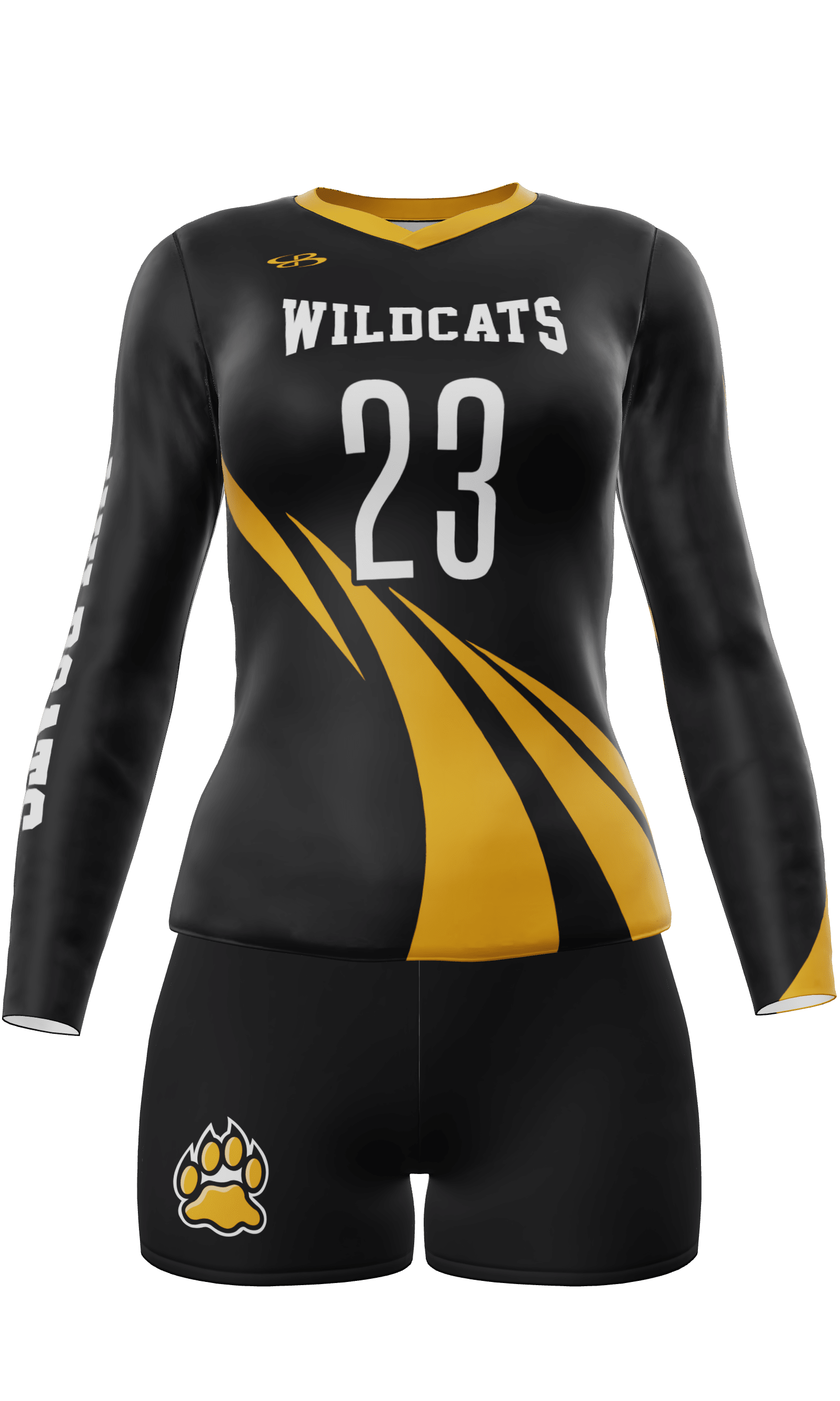 Fitted Wildcats Long Sleeve Jersey and Attack 3 Inch Shorts Front View