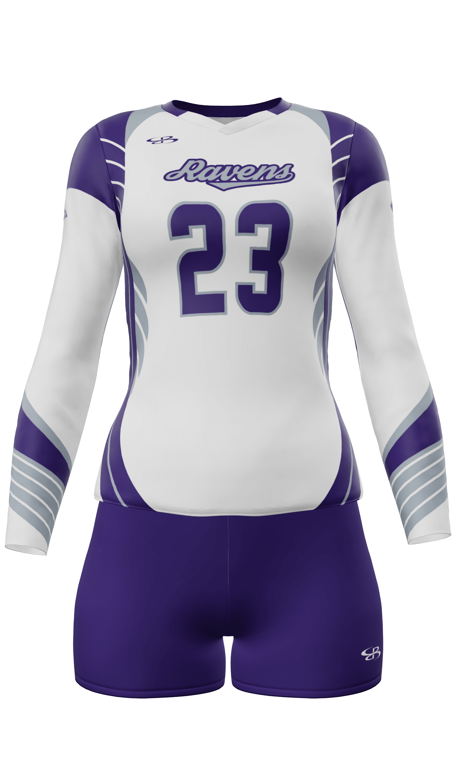 Fitted Ravens Long Sleeve Jersey and Attack 4 Inch Shorts Front View