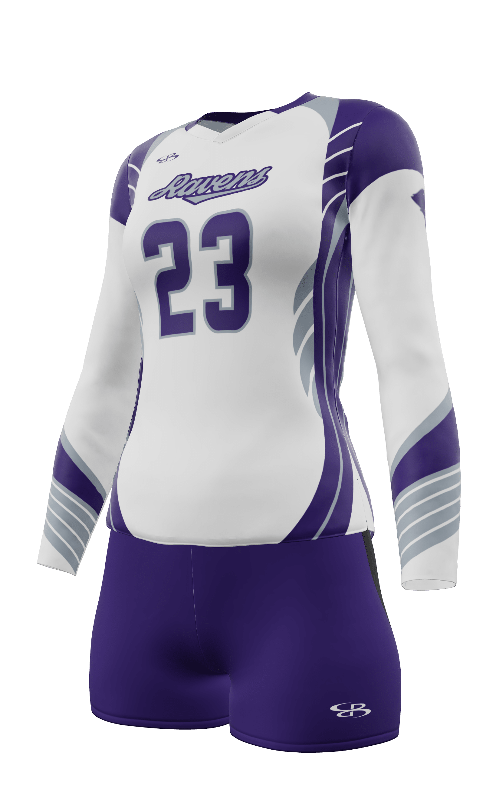 Fitted Ravens Long Sleeve Jersey and Attack 4 Inch Shorts 3/4 View Left