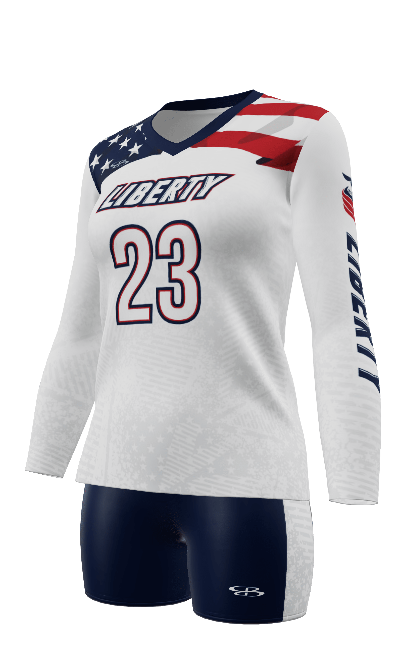 Semi-Fitted Liberty Long Sleeve Jersey and Fury 4 Inch Short 3/4 View Left