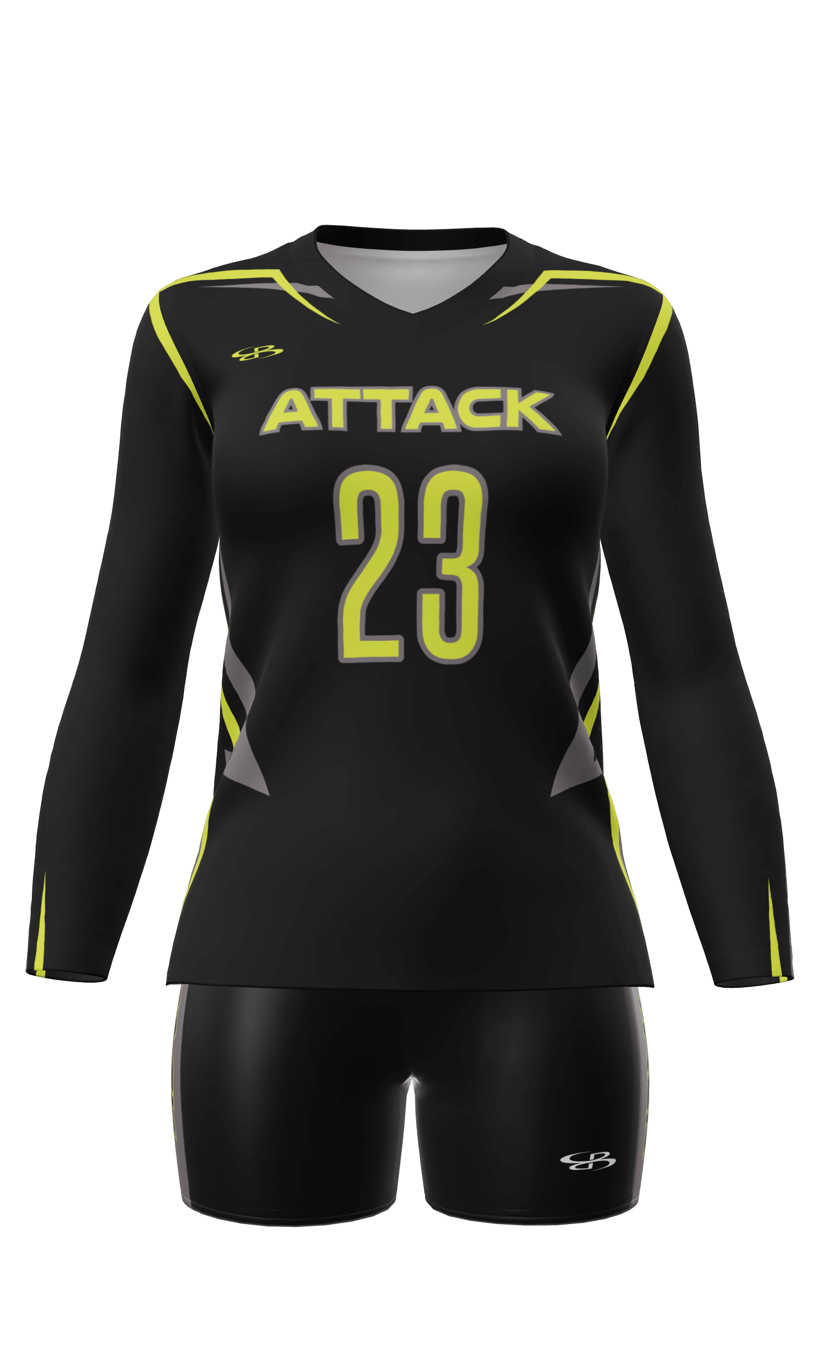 Semi-Fitted Attack Long Sleeve Jersey and Fury 4 Inch Short Front View