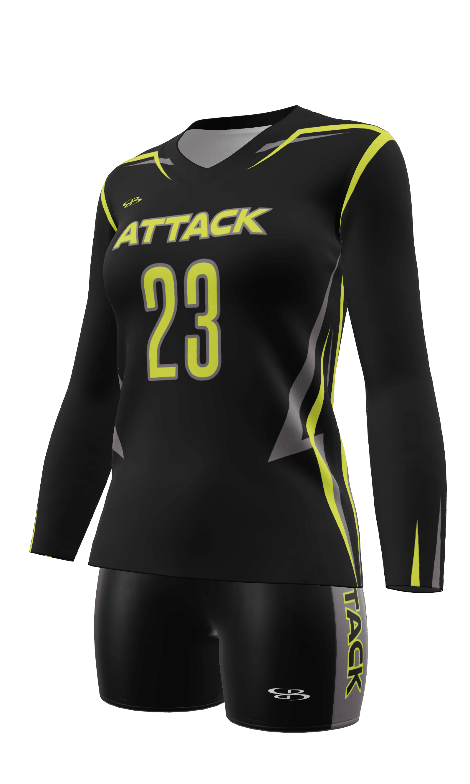 Semi-Fitted Attack Long Sleeve Jersey and Fury 4 Inch Short 3/4 View Left
