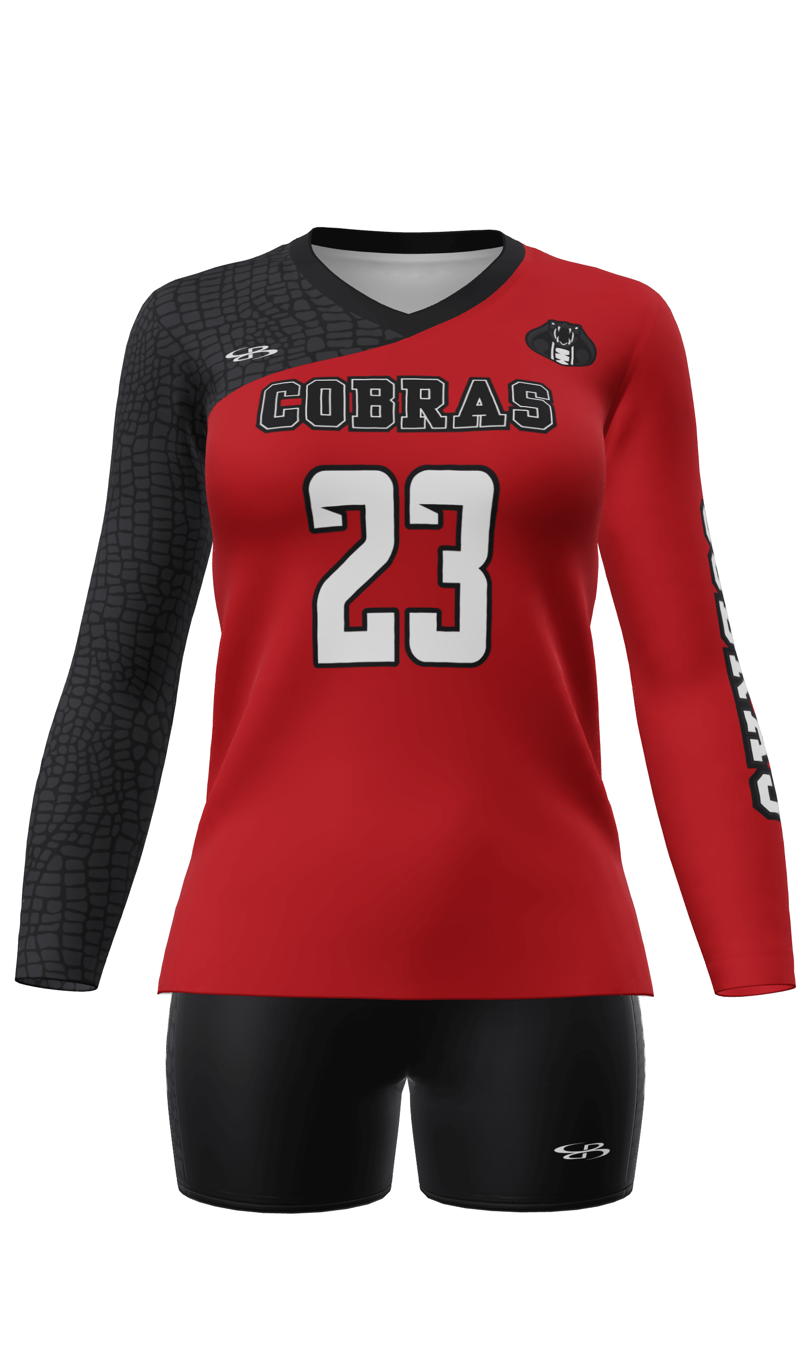 Semi-Fitted Cobras Long Sleeve Jersey and Fury 3 Inch Short Front View