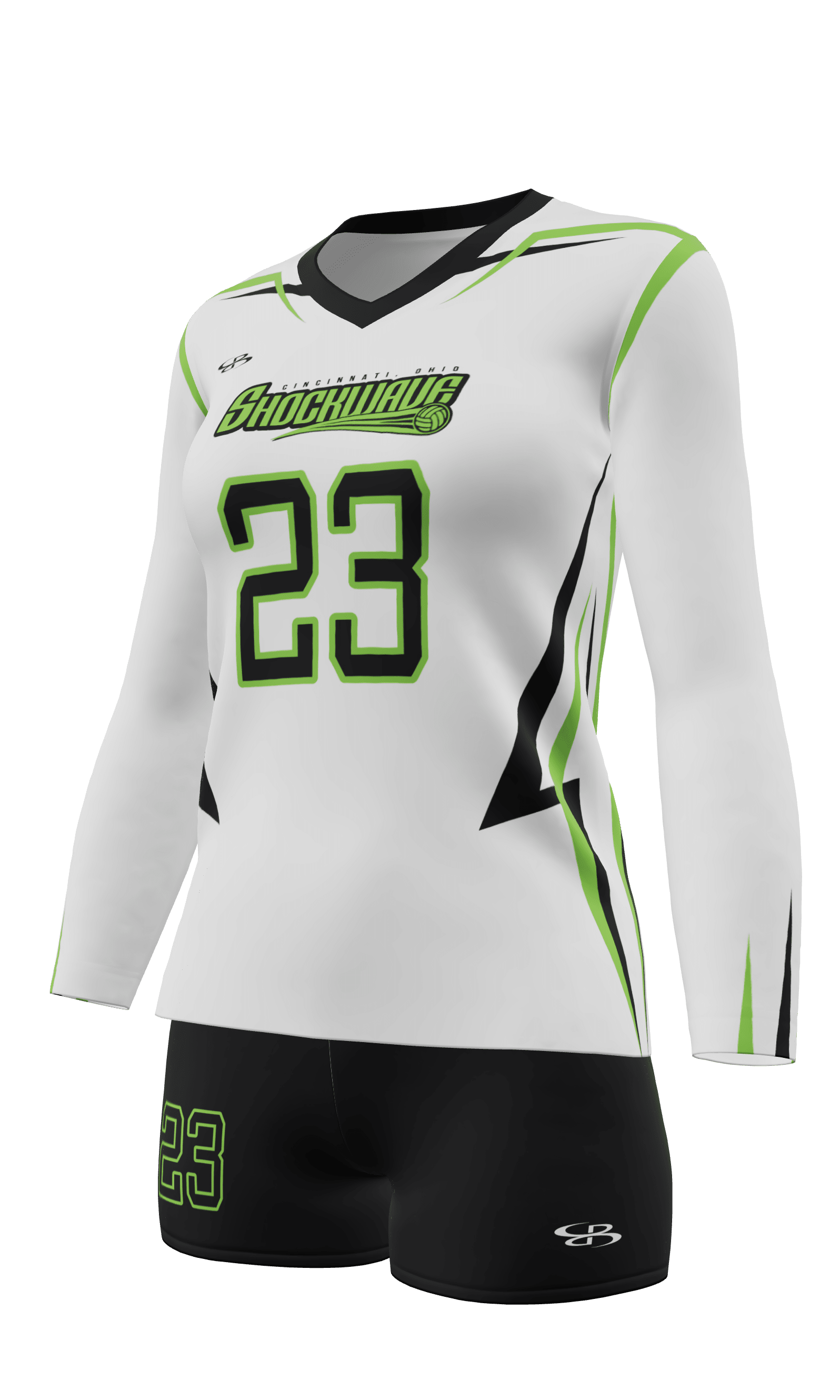 Semi-Fitted Shockwave Long Sleeve Jersey and Attack 3 Inch Short 3/4 View Left