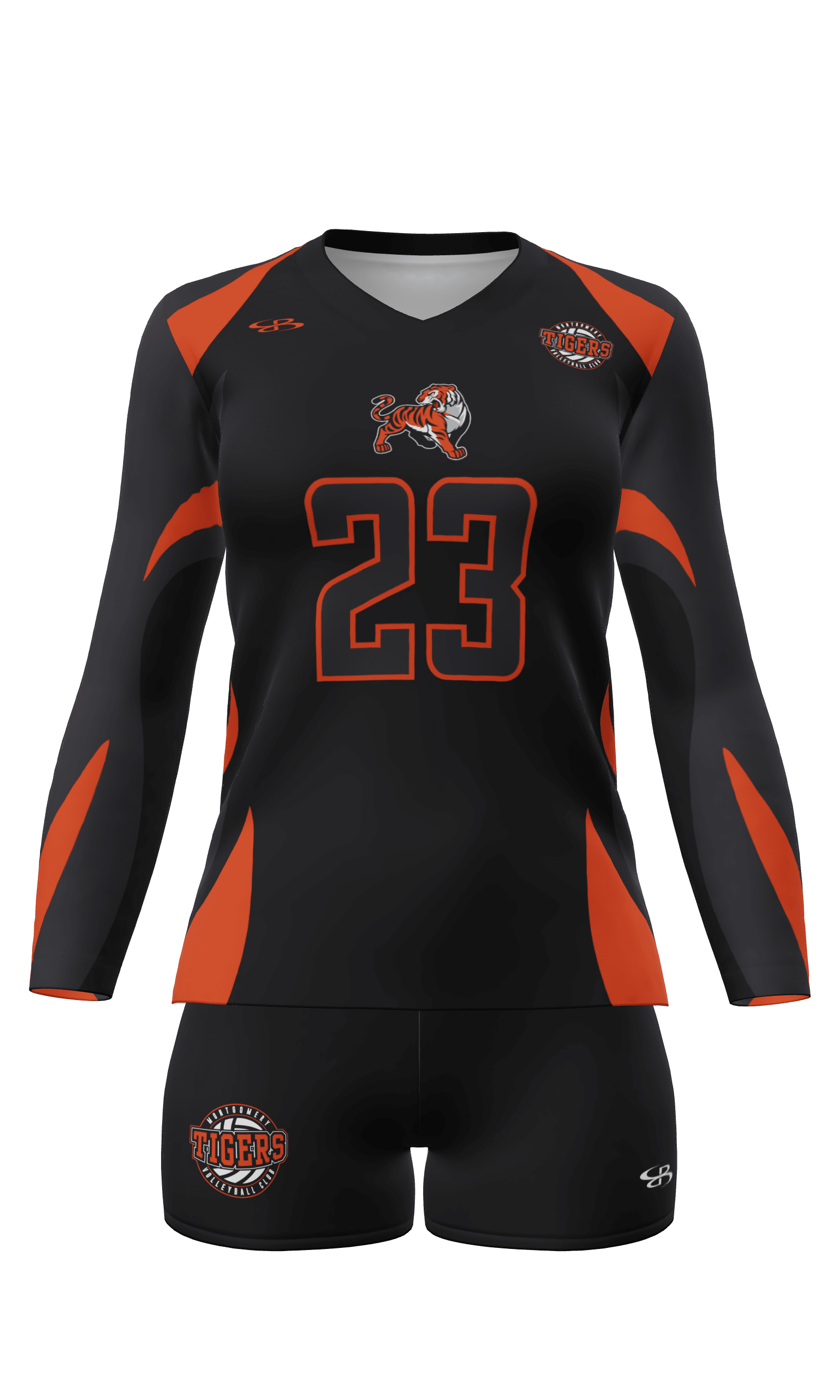 Semi-Fitted Tigers Long Sleeve Jersey and Attack 4 Inch Short Front View