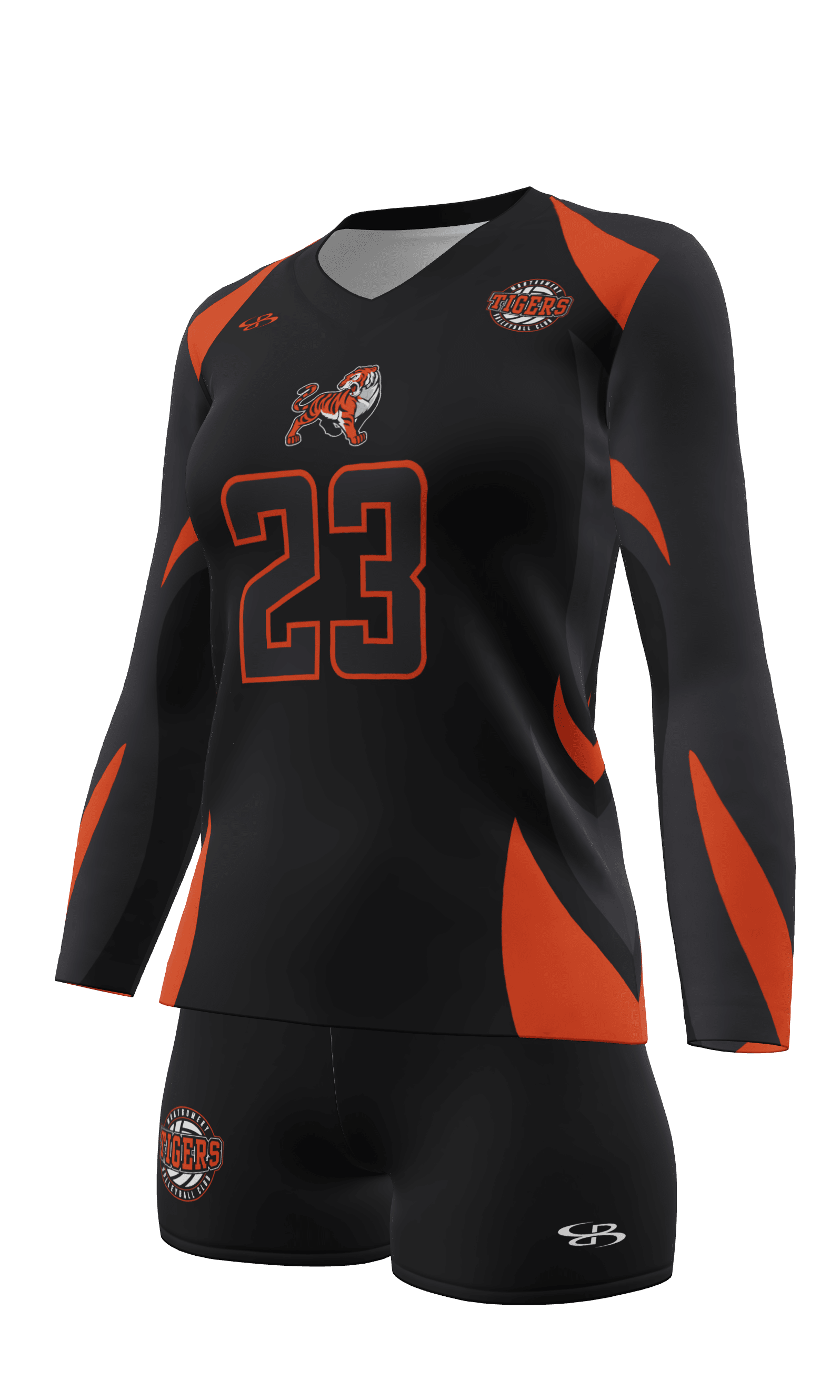 Semi-Fitted Tigers Long Sleeve Jersey and Attack 4 Inch Short 3/4 View Left
