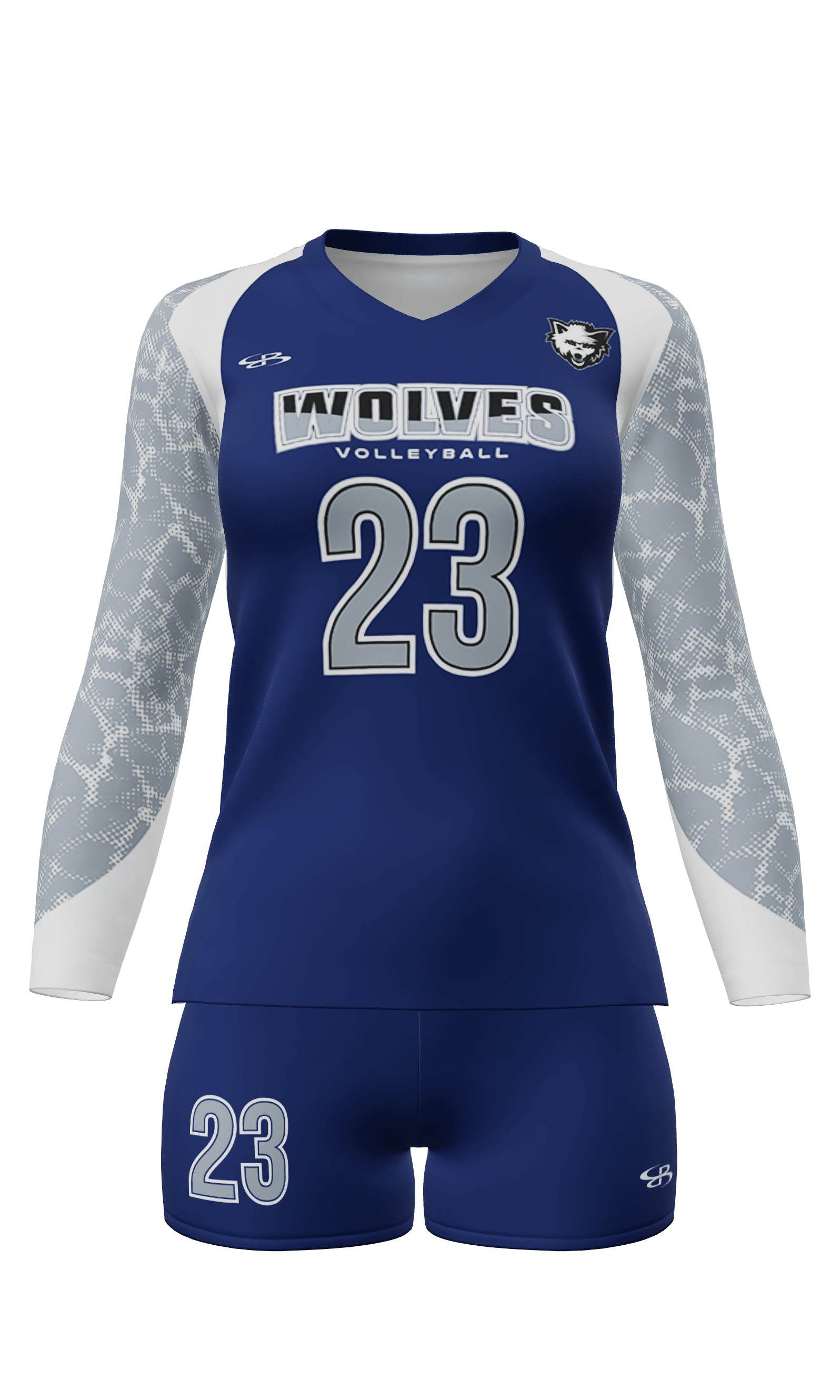 Semi-Fitted Wolves Long Sleeve Jersey and Attack 4 Inch Short Front View