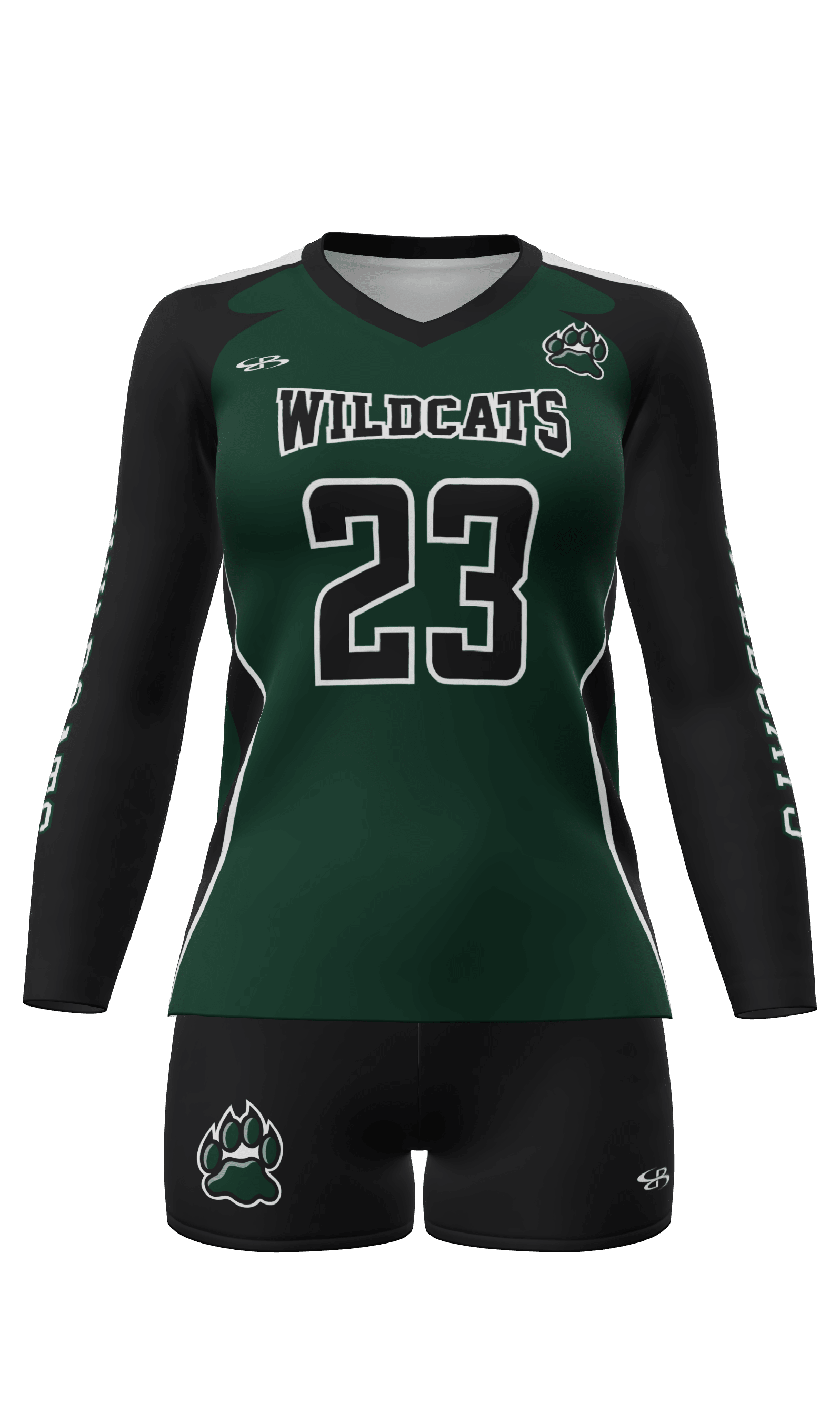 Semi-Fitted Wildcats Long Sleeve Jersey and Attack 3 Inch Short Front View