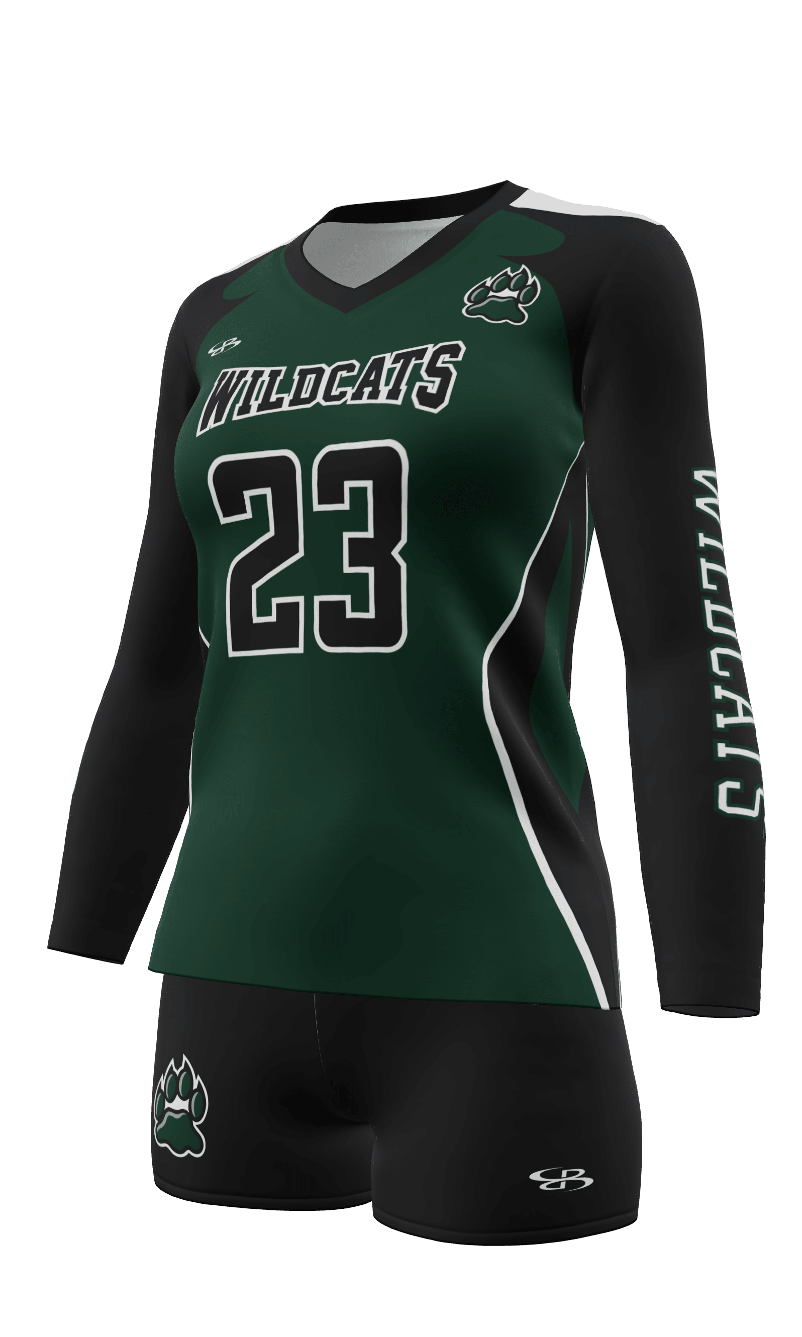 Semi-Fitted Wildcats Long Sleeve Jersey and Attack 3 Inch Short 3/4 View Left