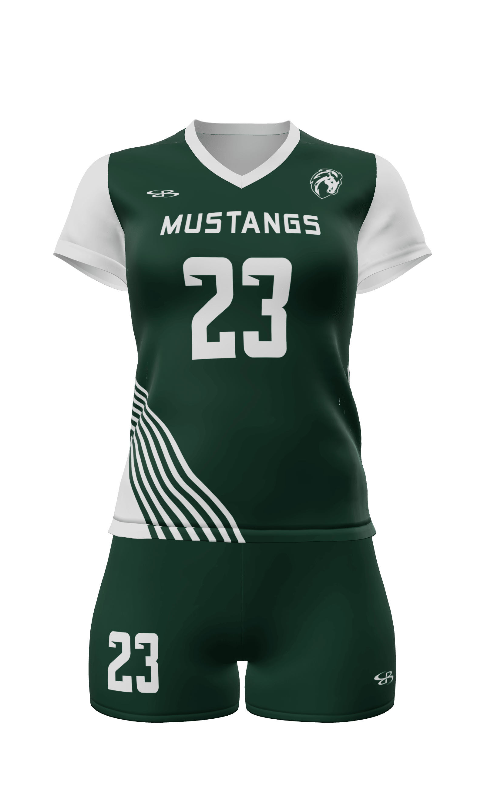 Semi-Fitted Mustangs Kelly Green Short Sleeve Jersey and Attack 4 Inch Short Front View