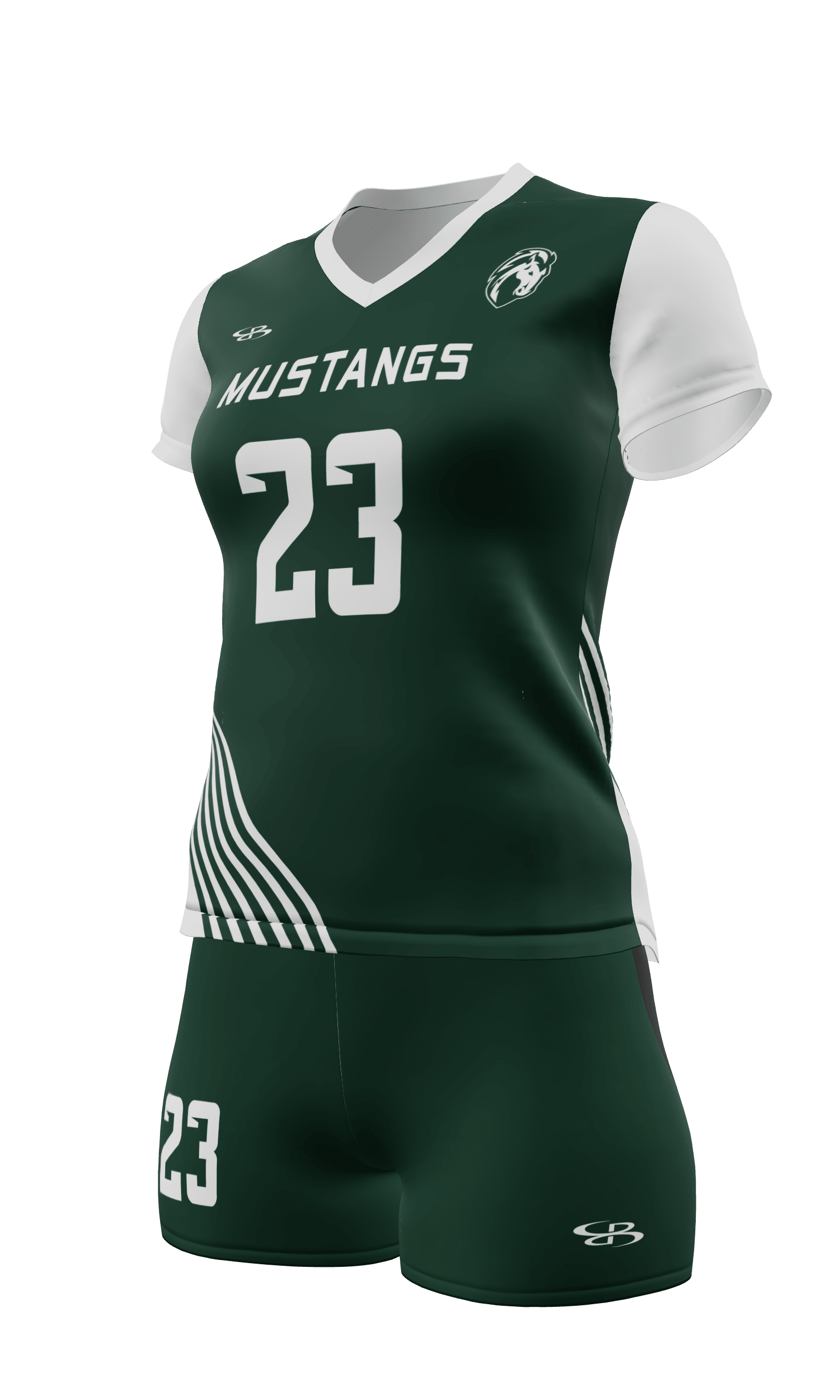 Semi-Fitted Mustangs Kelly Green Short Sleeve Jersey and Attack 4 Inch Short 3/4 View Left