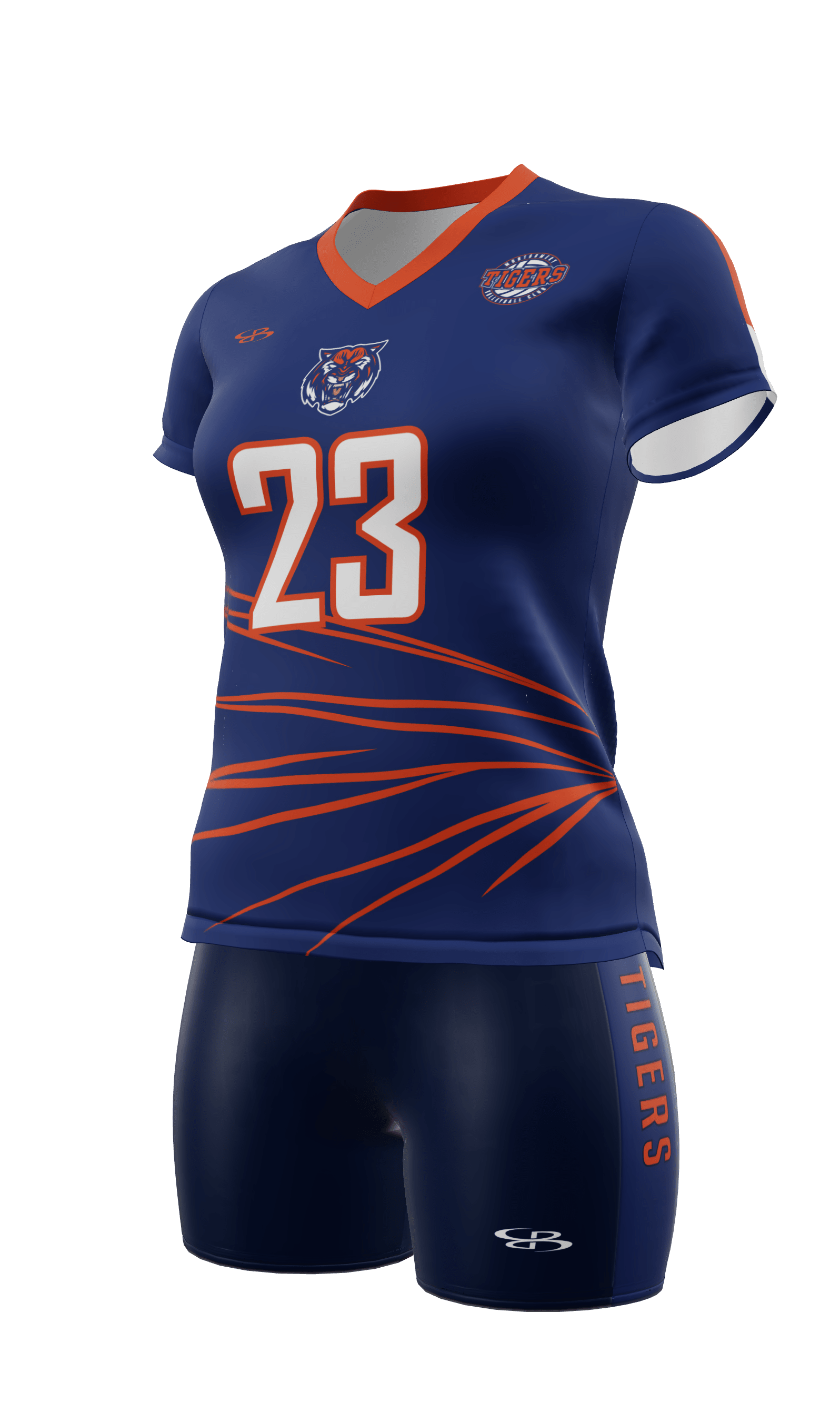 Semi-Fitted Tigers Short Sleeve Jersey and Fury 4 Inch Short 3/4 View Left