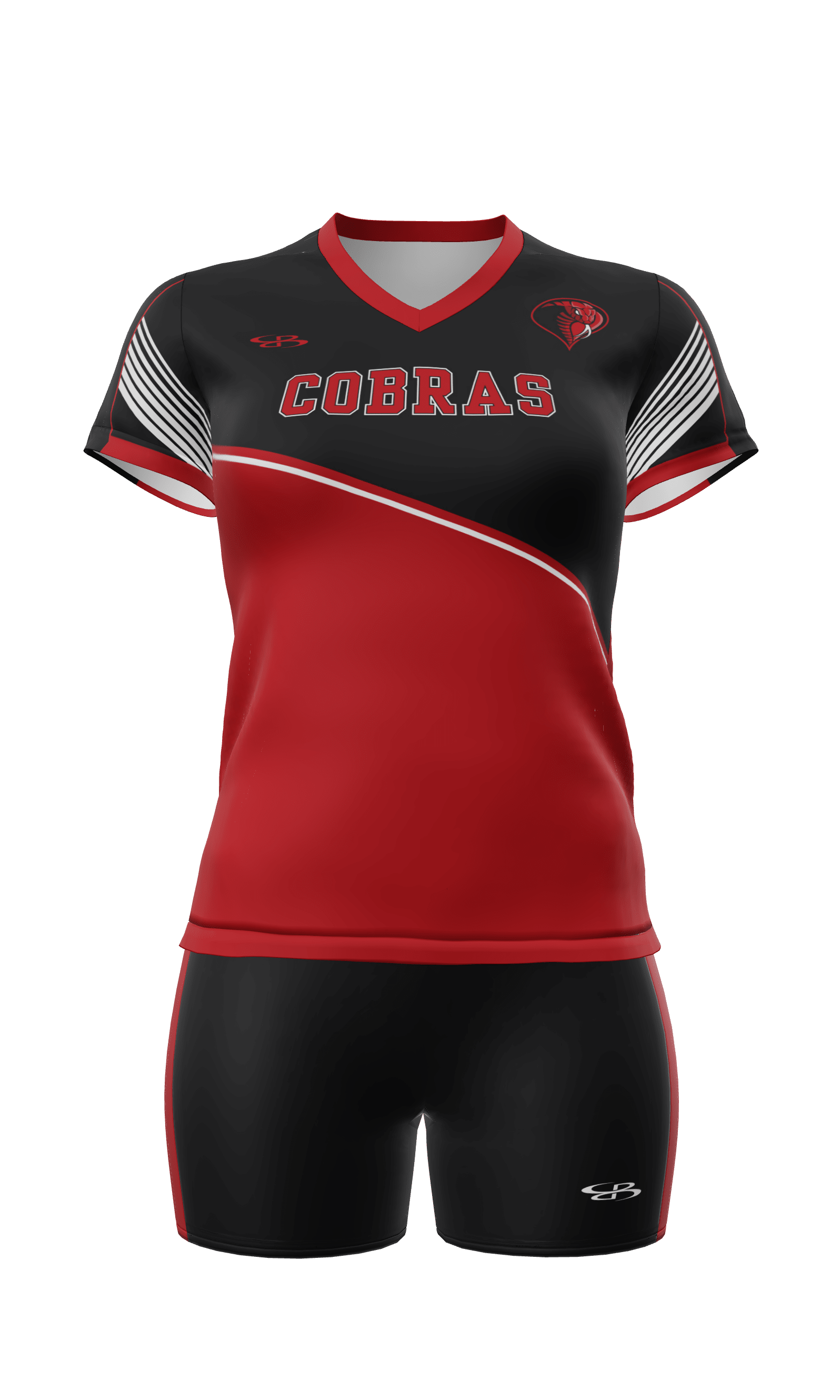 Semi-Fitted Cobras Short Sleeve Jersey and Fury 3 Inch Short Front View