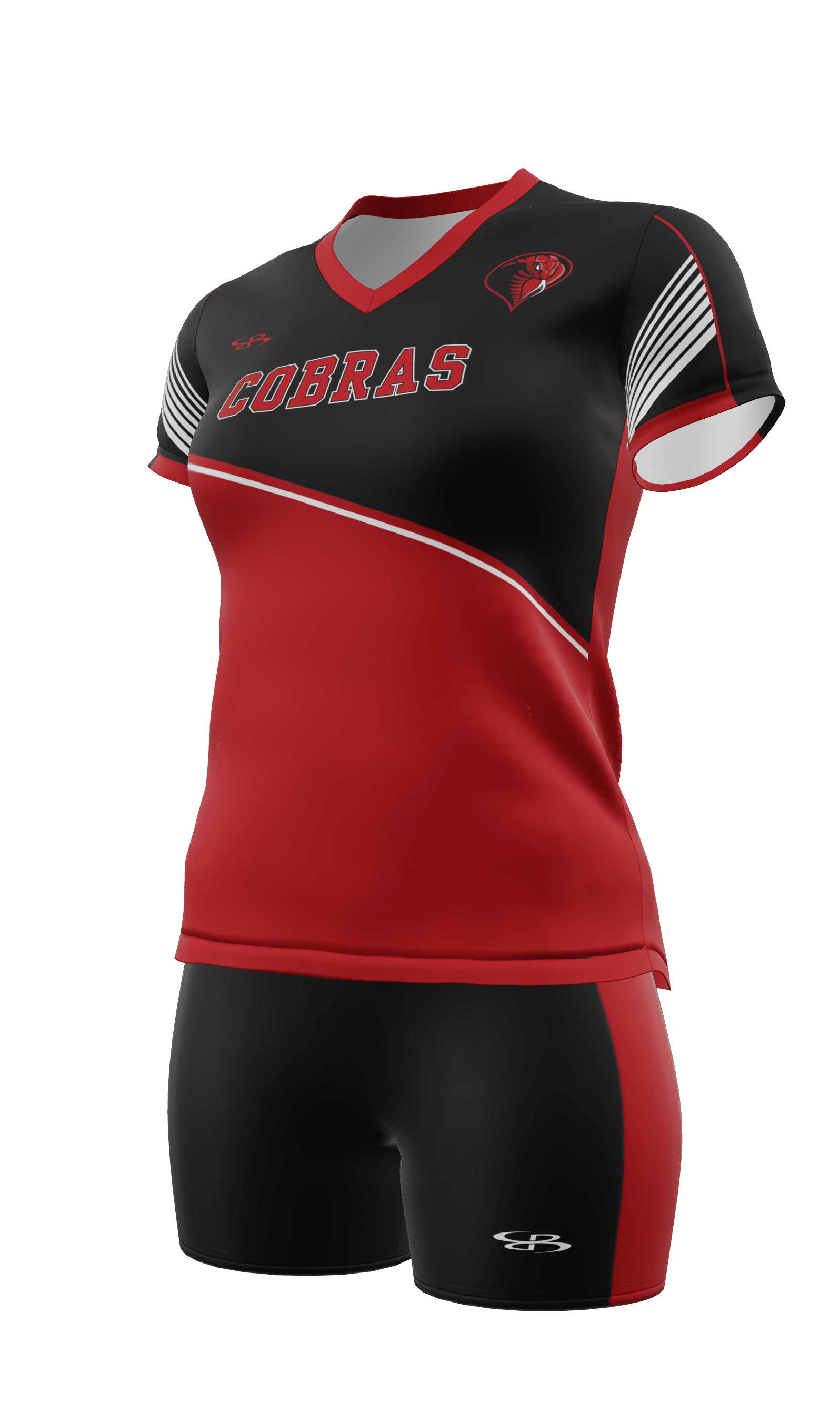 Semi-Fitted Cobras Short Sleeve Jersey and Fury 3 Inch Short 3/4 View Left
