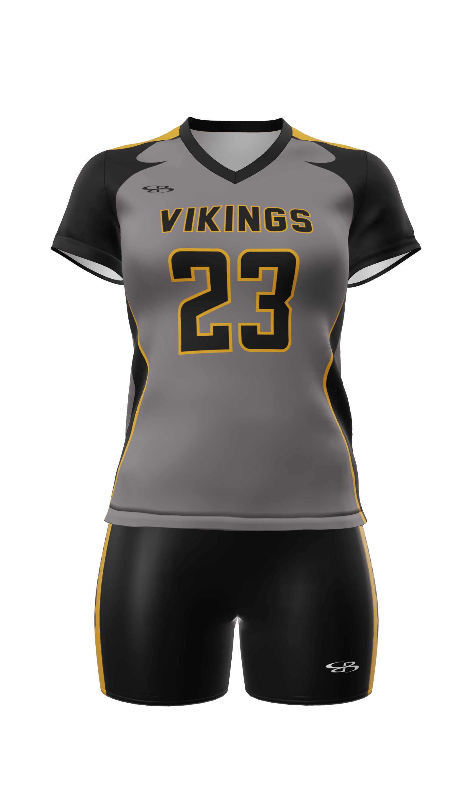 Semi-Fitted Vikings Short Sleeve Jersey and Fury 4 Inch Short Front View