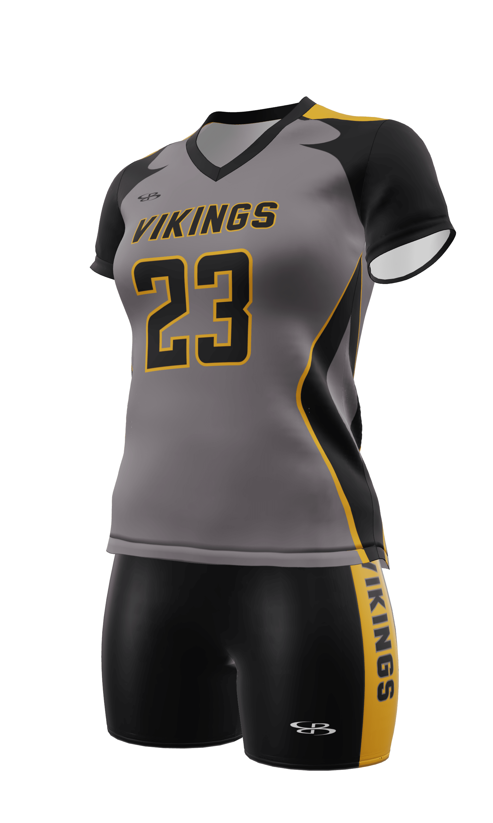 Semi-Fitted Vikings Short Sleeve Jersey and Fury 4 Inch Short 3/4 View Left