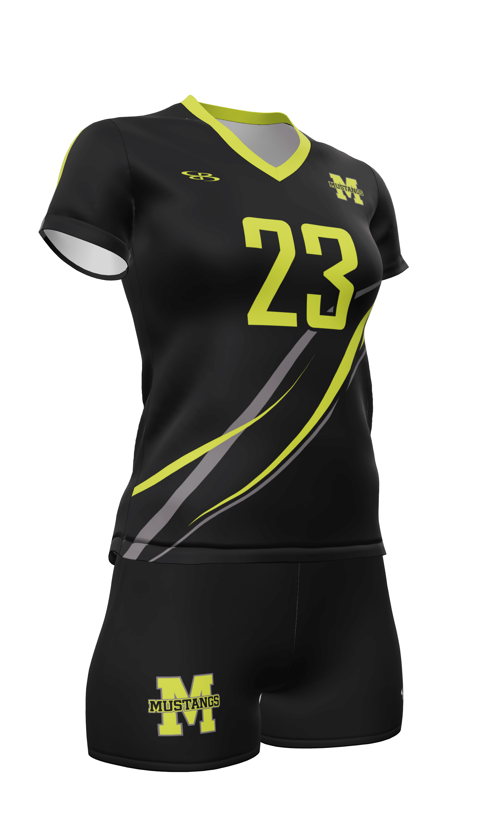 Semi-Fitted Mustangs Short Sleeve Jersey and Attack 4 Inch Short