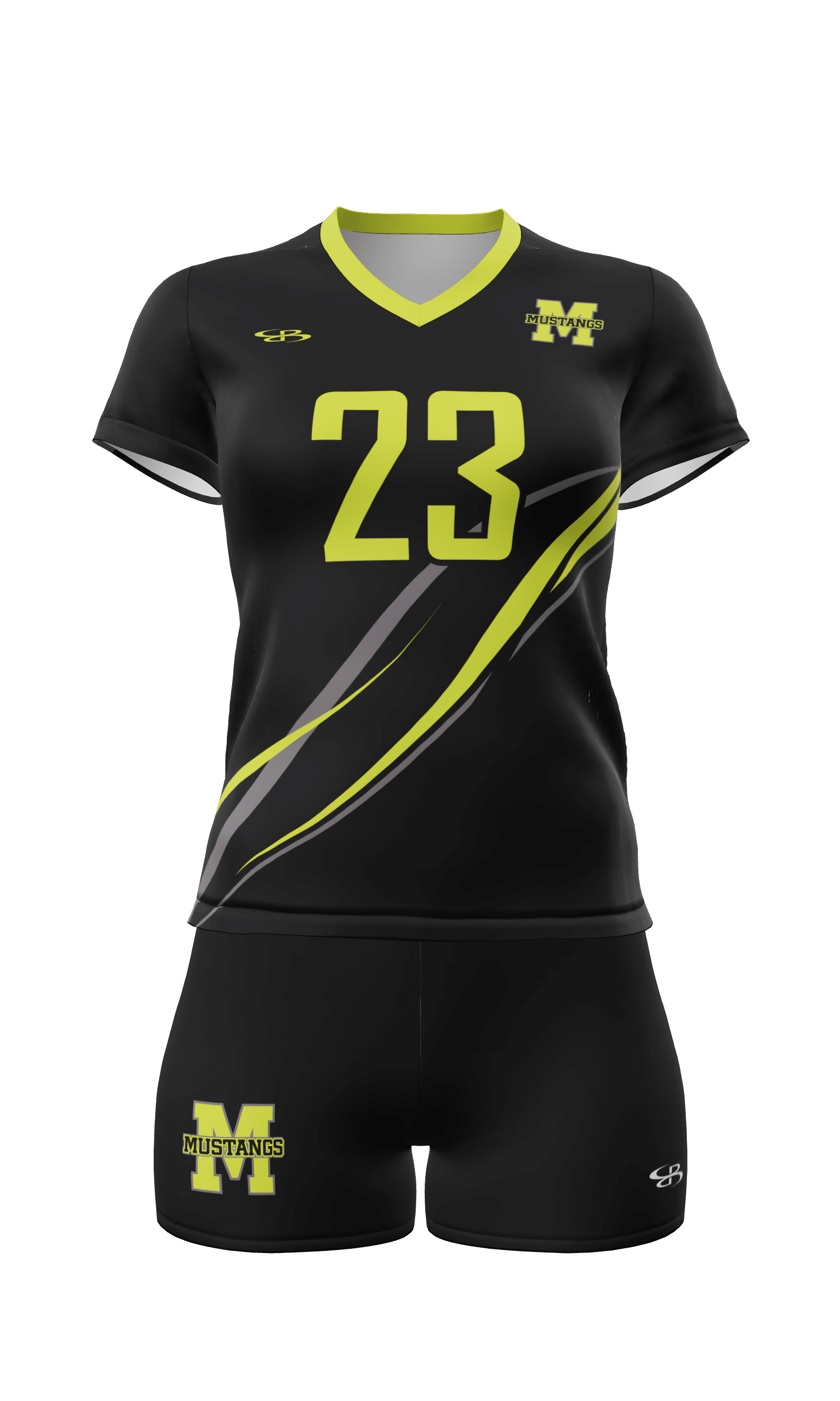 Semi-Fitted Mustangs Short Sleeve Jersey and Attack 4 Inch Short Front View