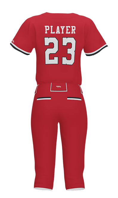Back Red Foxes Full Button Short Sleeve Jersey & Pant