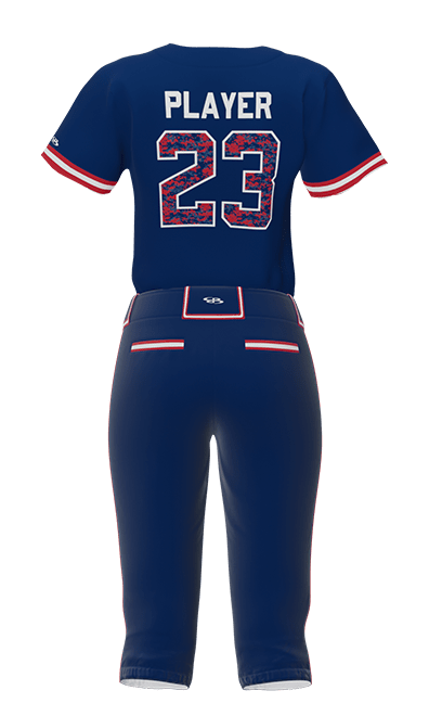 Back Navy Braves Full Button Short Sleeve Jersey & Pant