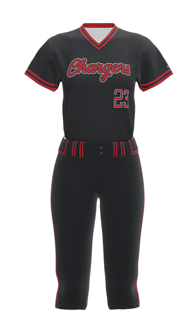 Front Black Chargers V-Neck Short Sleeve Jersey & Pant