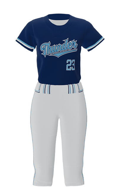 Front Navy Thunder 2 Button Short Sleeve Jersey & Pant